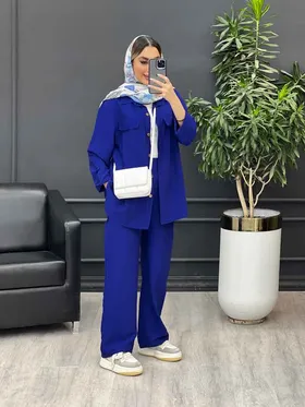ست مانتو و شلوار دو جیب نما