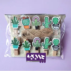 گیره چوبی طرح کاکتوس
