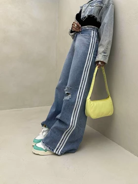 شلوار جین بگ 2 خط زاپ‌دار