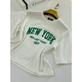 کراپ تیشرت نخ پنبه وارداتی New york