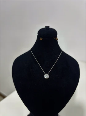 گردنبند نقره زنانه تک نگین ظریف1004