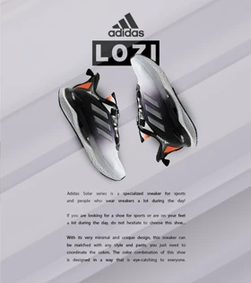 کفش کتانی مردانه و زنانه سفید بادمجانی ADIDAS Solar disk