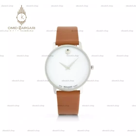 ساعت مچی موادو چرمی قهوه ای صفحه سفید Movado
