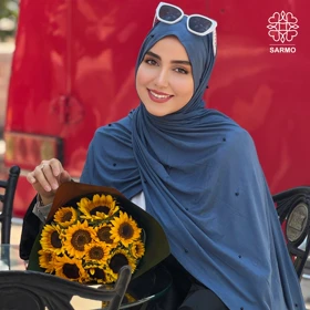 شال کویتی کشی با مروارید مشکی