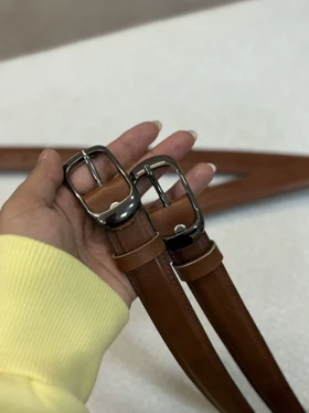 کمربند چرم قهوه ای