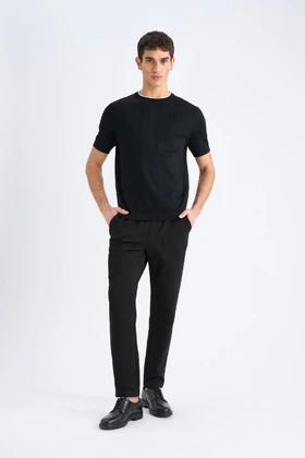 شلوار Jogger پایه صاف کمردار ساق پا صاف C6022AX25SP