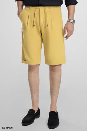 شلوارک لینن پیل دار کمر کش