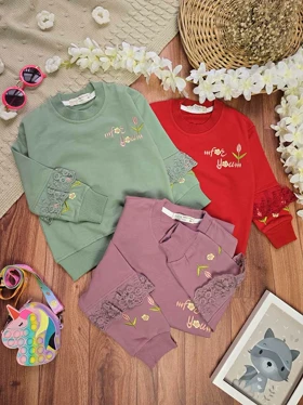 بلوز شلوار دخترانه طرح لاله گلدوزی