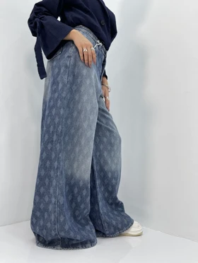 شلوار جین زنانه سوپر بگ طرحدار