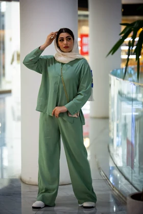 مانتو شلوار لینن 3 دکمه زارا