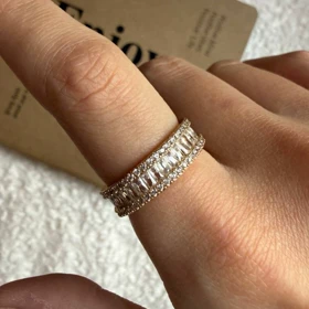 انگشتر با نگین تنیسی در دو رنگ