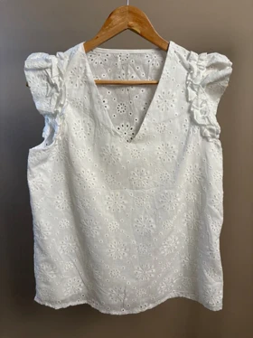 شومیز سفید خامه دوزی