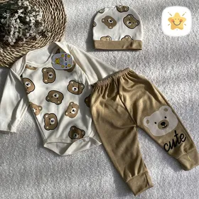 3 تکه نوزادی زیر دکمه شلوار کلاه مدل cute