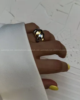 انگشتر کروسان دورنگ طرح طلا 00108