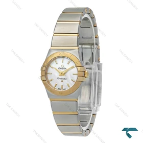 ساعت امگا مینی زنانه دورنگ طلایی صفحه سفید خطی Omega-7273-L
