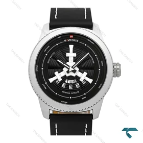ساعت مچی مردانه ناوی فورس NF9156 آنالوگ بند چرم مشکی NaviForce-7891-G