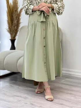 دامن لینن جلو دکمه