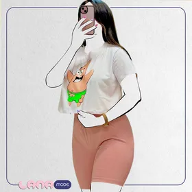 ست کراپ و شرتک پنبه سوپر لاکرا با طرح پاتریک