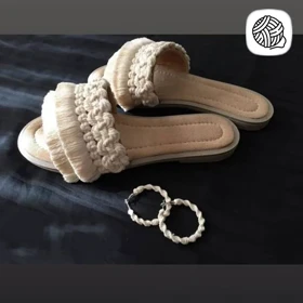 ست گوشواره و صندل زنانه مکرومه بافی مدل به آیین