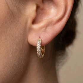 گوشواره زنانه ژوپینگ مدل استلار طرح حلقه کوچک جواهری با نگین