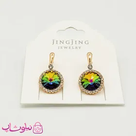 گوشواره زنانه ژوپینگ با سواروسکی هفت رنگ