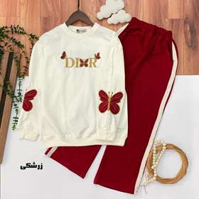 بلوز شلوار دورس آستین پروانه 10تا11سال