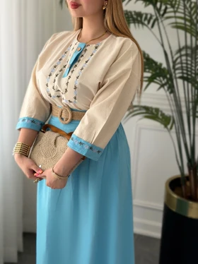 ست کژوال مهگل 0405 (آبی آسمانی)