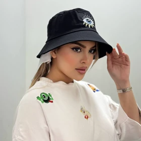 کلاه باکت گلدوزی چشم آبی