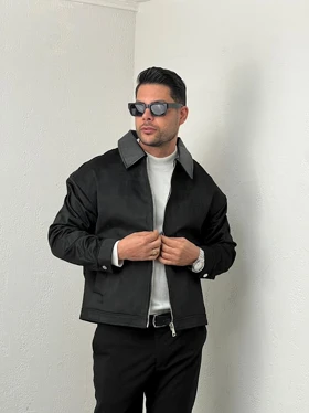 جکت مردانه سوییت یقه چرم mc