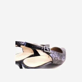 کفش پاشنه‌دار چرم زنانه مشکی مدل sh104 k