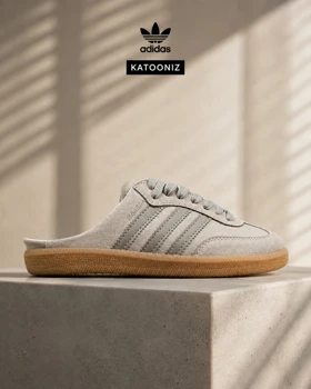 کتانی آدیداس سامبا اسلاید طوسی مردانه و زنانه مدل 9197 Adidas Samba