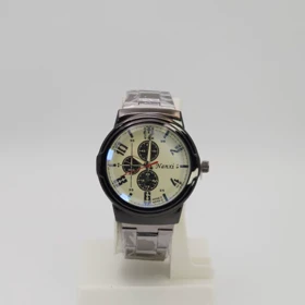 ساعت مچی مردانه نانسی Nanxi با موتور کوارتز و سبک 3موتوره (بند مشکی صفحه سفید)