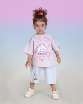 ست تیشرت شلوارک طرح خرگوش مناسب 1 تا 5 سال