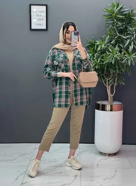مانتو چهارخونه دو جیب