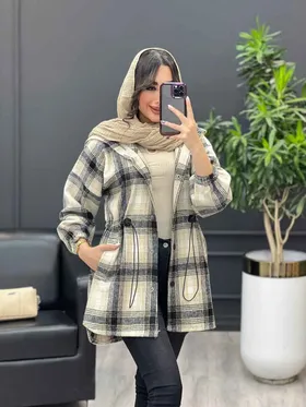 پالتو چهارخونه کمر گت