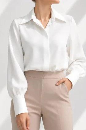 شومیز زنانه کرپ یقه پایه دار کریستینا (Cristina) سین استایل