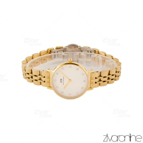 ساعت دنیل ولینگتون زنانه طلایی صفحه سفید ایندکس نگین‌دار 105451