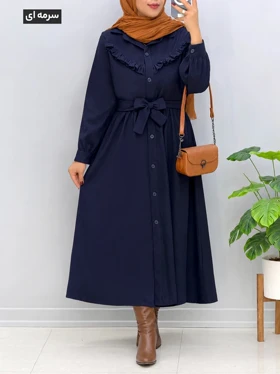 پیراهن عروسکی مخمل حورناز کد 968243 (سرمه‌ای)