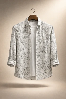 پیراهن کنفی طرح «ماربللایت» سفید فوق العاده خنک و با کیفیت کد R11