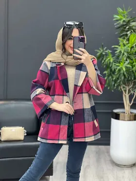 پالتو چهارخونه پشت کش دار