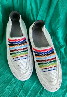 گیوه کد 60 طرح بافت رنگی نیمه