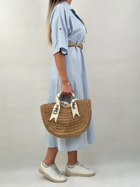 پیراهن بلند کمربند کنفی برشکا