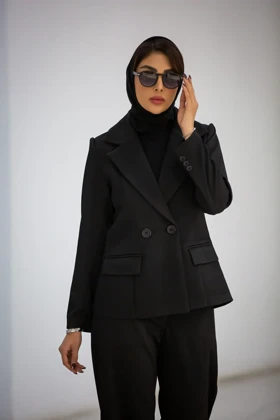 کت زنانه بلدینگ یقه E دو دکمه