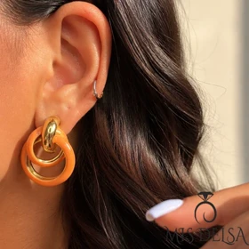 گوشواره آویز دایره ای رزینی
