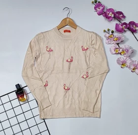 بلوز بافت گپ وارداتی مدل فلامینگو کد 40153 (کرم)