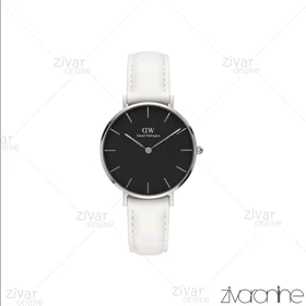 ساعت دنیل ولینگتون زنانه قاب سیلور صفحه مشکی بند چرمی مدیوم 104914