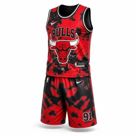 ست بسکتبالی مشکی قرمز BULLS کد 8805