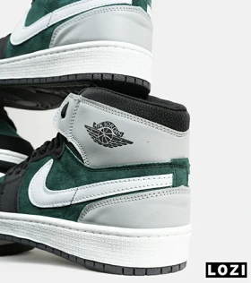 کفش کتانی ساق‌دار طوسی سبز مشکی مردانه Nike air jordan 1