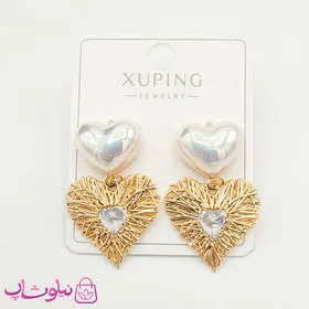 گوشواره دخترانه ژوپینگ مدل قلب و مروارید