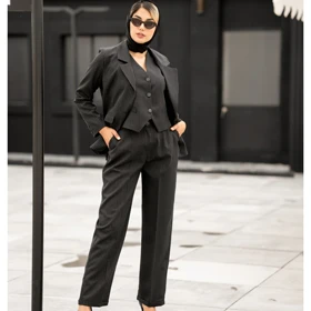 ست3 تیکه مانتو شلوار و ژیله